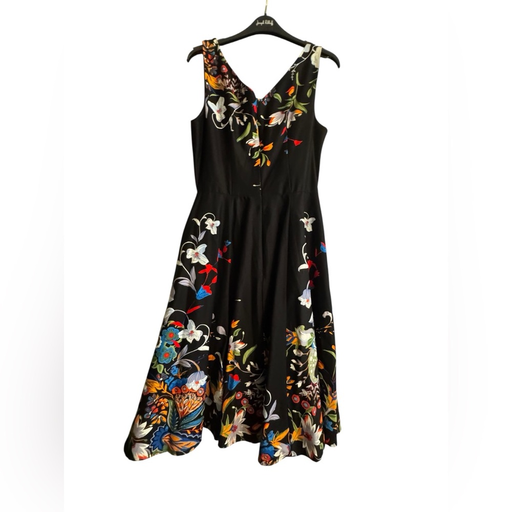 Eva Rose Black Floral V-Neck Fit & Flare 100% Cotton Retro Garden Party dress - Picture 10 of 15